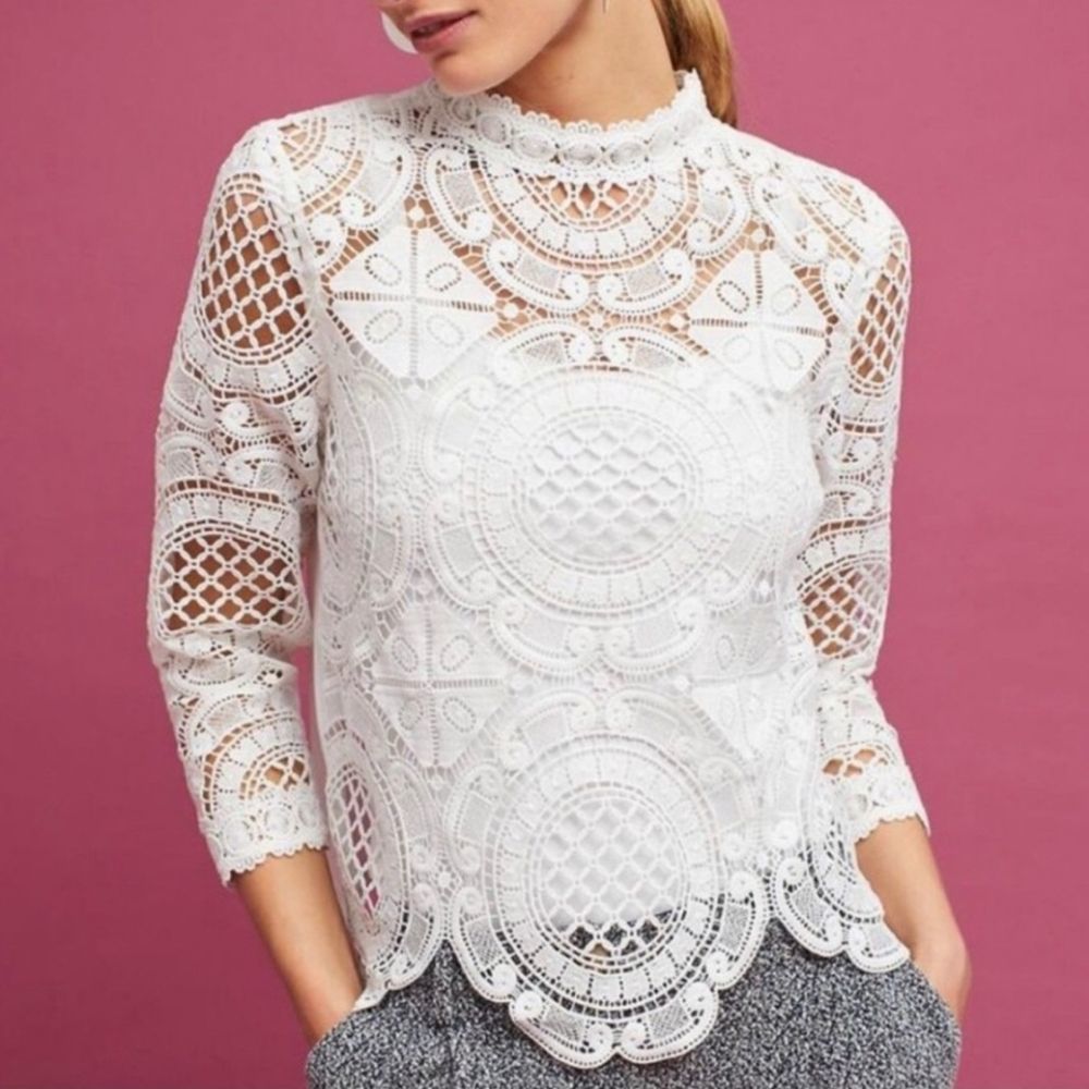 Anthropologie James Coviello Lace Blouse L Large